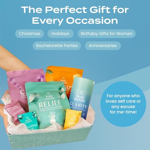 Body Restore Shower Steamers Aromatherapy 30 Pack – Mothers Day Gifts for Mom, Birthday Gifts for Women and Men, Relaxation Stress Relief Self Care – Collectors Box