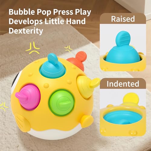 GeeKiPrime Baby Wobble Toys, Infant Rolypoly Tumbler Musical Wobbler Toy with Silicone Bubble for Teething Sensory Play, Baby Tummy time Toys for Newborn 3 6 12 Months Gifts for Toddler Boys Girls