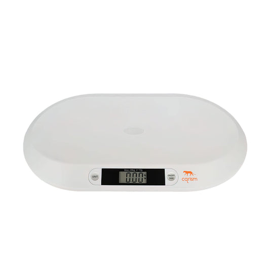 CQRISM Baby Scale, Smart Weighing with 3 Modes, Tare Function, Curved Platform with Ruler for Infants, Newborns, Puppies, Cats, Toddlers