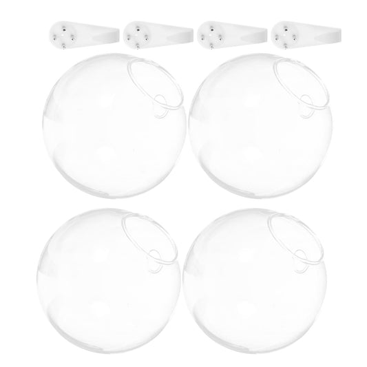 Ipetboom Wall Mounted Hydroponic Planter Vase Set, 4pcs Small 10cm Glass Hanging Terrarium with Invisible Nail and Crystal Mud for Indoor Plant Propagation and Home Décor