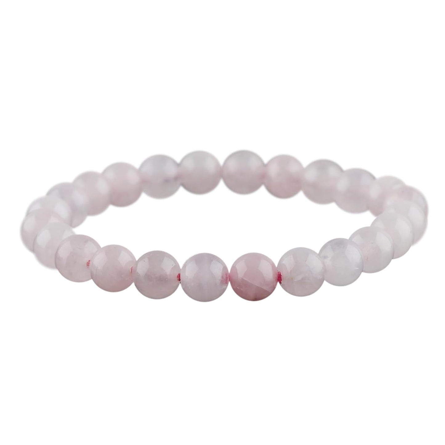 CRYSTALIS Rose-Quartz Elastic Stretch Bracelet, Natural Beads, Chakra Healing Jewelry for Men & Women, Adjustable Bracelet, Gift Giving Dainty Bracelet, 7.25 to 7.50 inch
