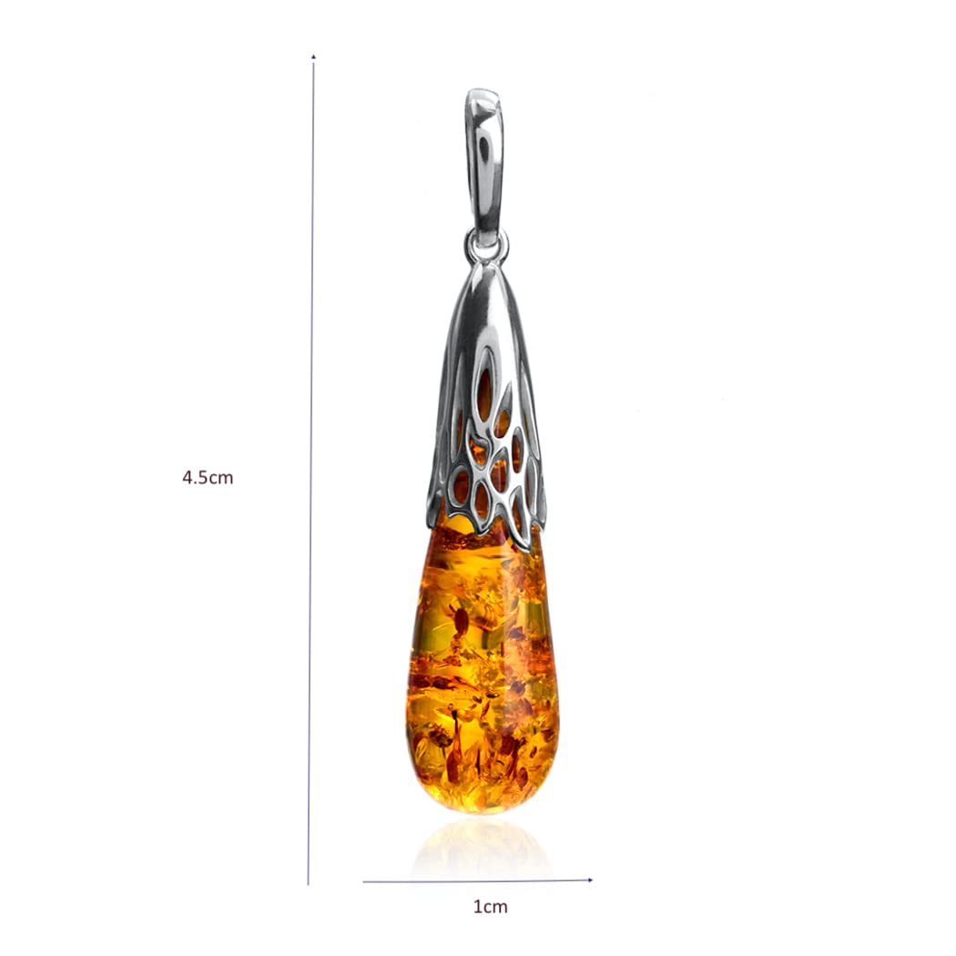 Ian and Valeri Co. Amber Sterling Silver Drop Earrings Pendant Necklace Set 18 Inches