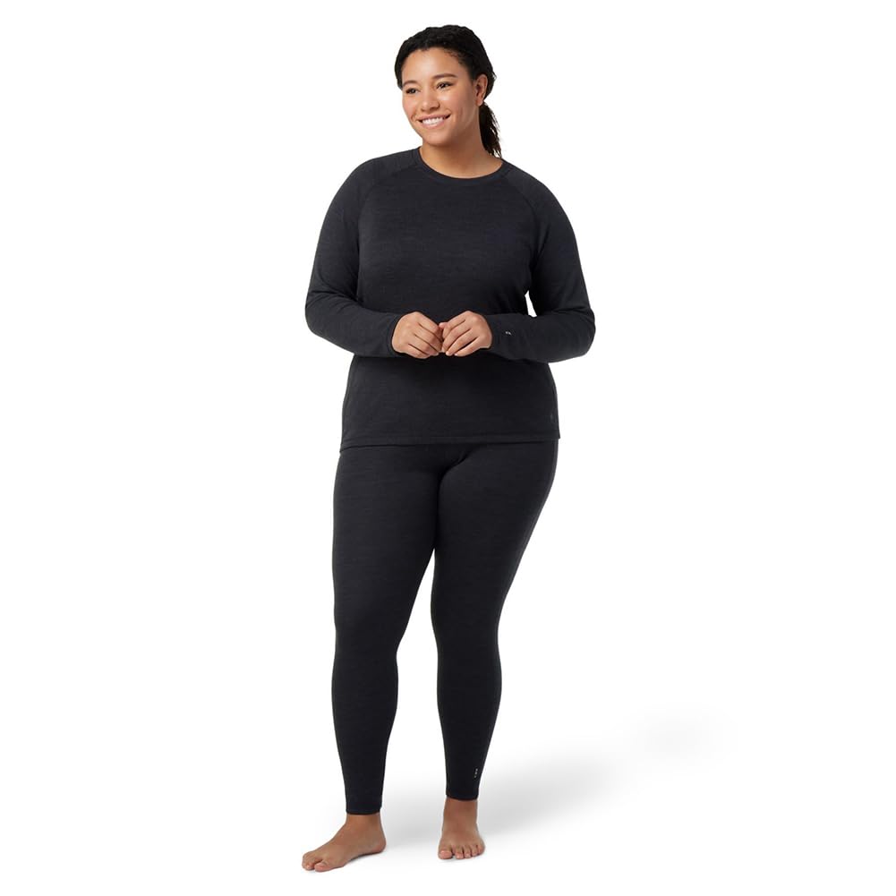 Smartwool Women's Plus Size Classic Thermal Merino Wool Base Layer Crew (Slim Fit), Charcoal Heather, 3X