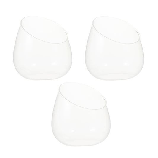 TIDTALEO 3pcs Slant Cut Glass Bottles Ecological Terrarium Vases for Succulent Plants Desktop Micro Landscape Decoration
