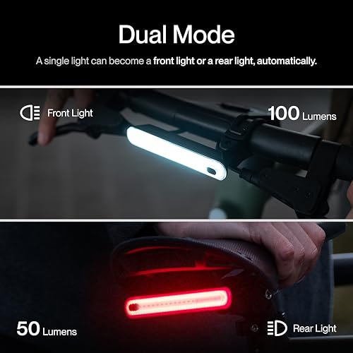 UNIT 1 Smart Light Pro Dual Pack with Wireless Charging Case - Front and Rear Bike Lights for Night Riding - Syncs with Aura and FARO Helmets for Turn Signals and Brake Lights