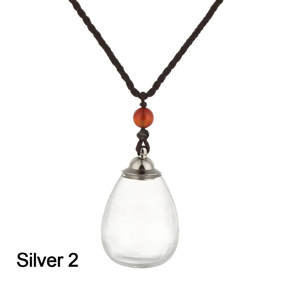 925 Sterling Silver Blood Vial Necklace For Women and Men - Glass Pendant Perfume Bottle - Water Container Jar Necklaces For Liquid Oil Diffuser Jewelry