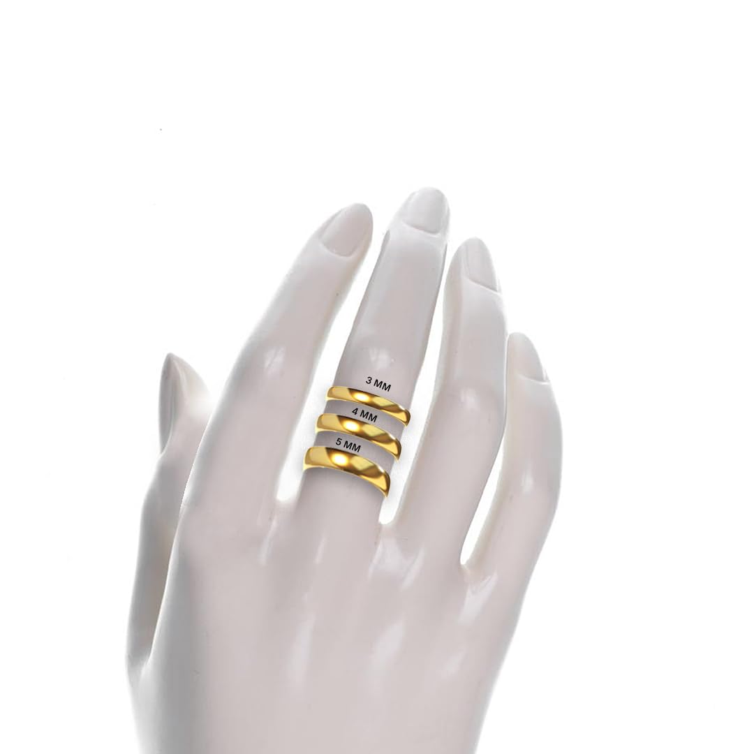 SHOP WGS 3mm 14K Solid Gold Wedding Band for Men & Women - Italian Real 14K Gold Plain Rings for Men - Solid Gold Wedding Bands Size 8