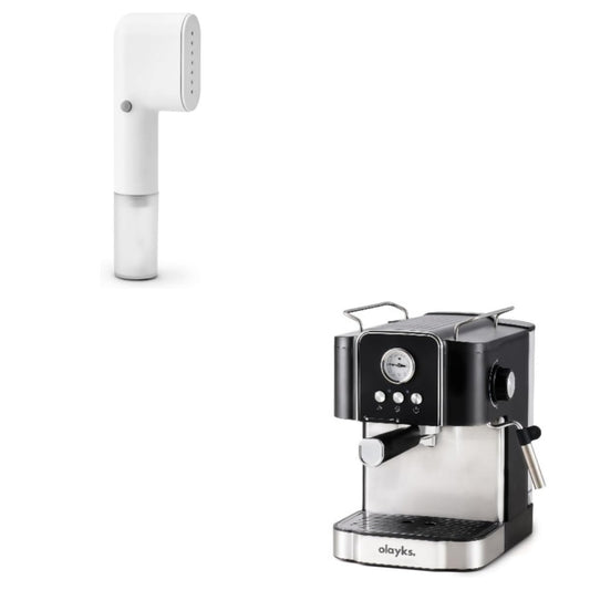 olayks. Travel Steamer for Clothes, Fashion Portable Handheld Garment Steamer, 15S Heat Up and Professional 20-Bar Espresso Coffee Maker, Semi-Automatic with Steam Wand Milk Frother