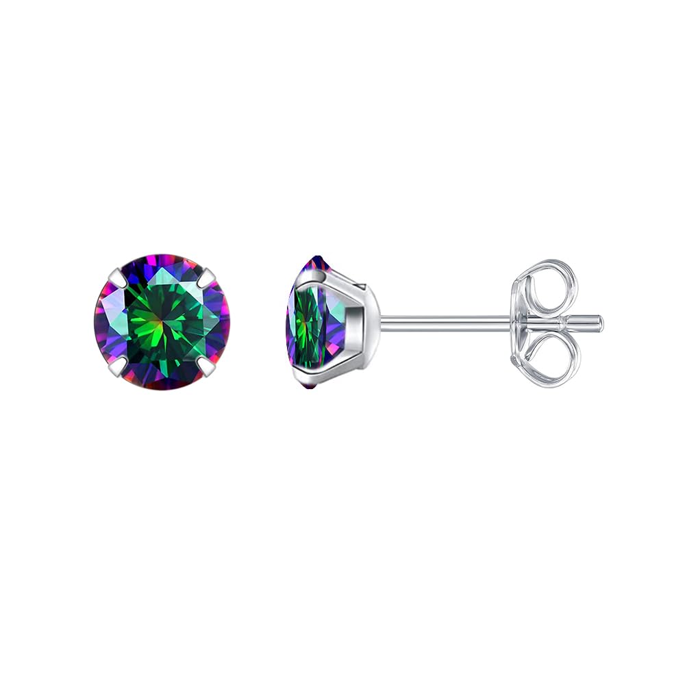 Limerencia Hypoallergenic G23 Titanium Earrings, F136 Implant Grade Pure Titanium, Suitable for Sensitive Ears with Birthstone Crystals CZ Simulated Diamonds (Rainbow Quartz)