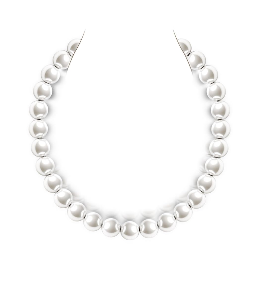 Raneecoco HYPER LUSTER Sterling Silver 8mm White Round Simulated Pearl Necklace for Women | Dainty 18 inch Pearl Choker Necklace | Gift Ready for Wedding