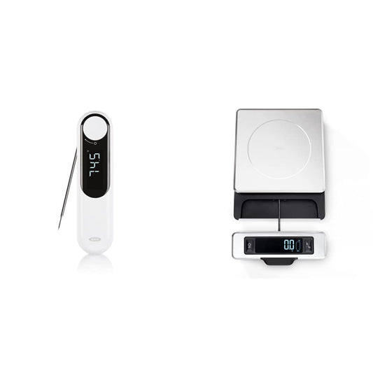 OXO Good Grips Thermocouple Thermometer & Good Grips 11-Pound Stainless Steel Food Scale with Pull-Out Display