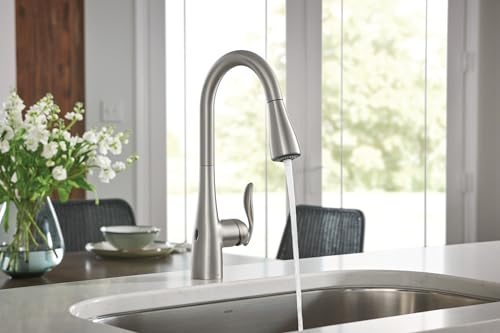 Moen Arbor Spot Resist Stainless Motionsense Wave Sensor Touchless One-Handle Single Hole Kitchen Sink Faucet, 7594EWSRS