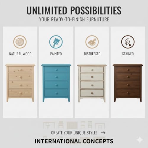 International Concepts Shaker Bookcase, 36-Inch High, Solid Parawood, Unfinished