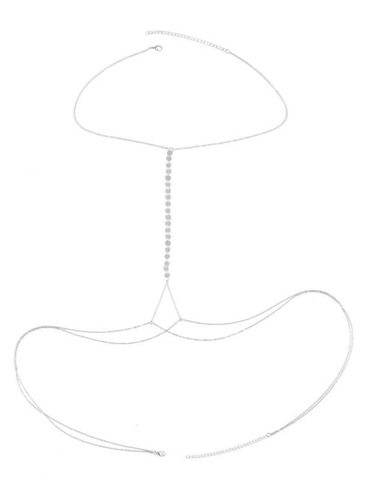 Longita Silver Body Chain Jewelry for Women Body Jewelry for Women Sexy Bikini Bra Chains Summer Holiday Accessories Trendy Dainty no Tarnish Waterproof