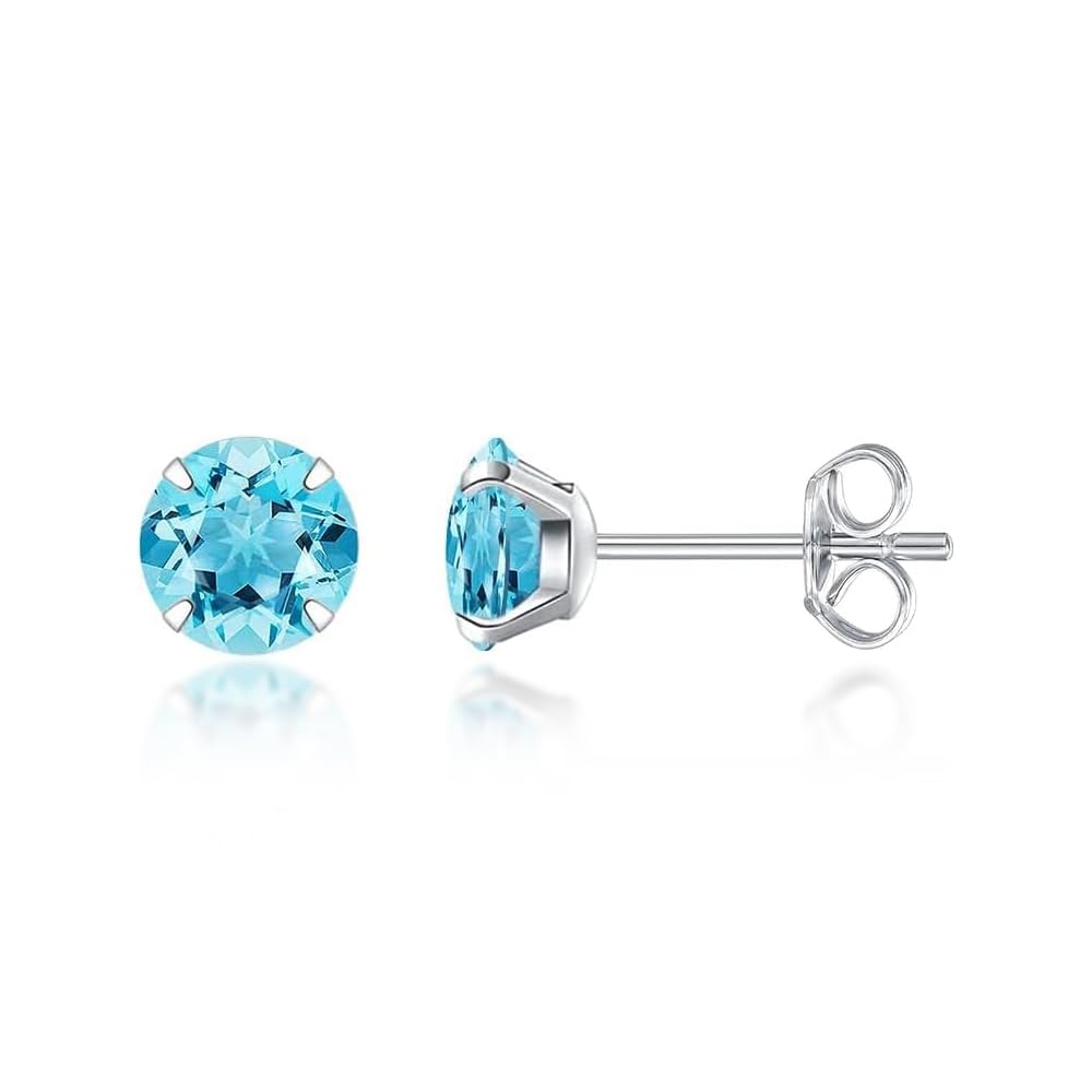 Limerencia Hypoallergenic G23 Titanium Earrings, F136 Implant Grade Pure Titanium, Suitable for Sensitive Ears with Birthstone Crystals CZ Simulated Diamonds (Aquamarine)