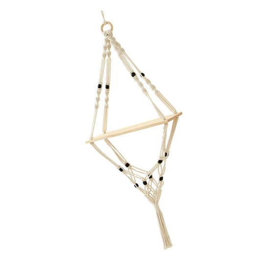 HANABASS 1Pc Nordic Style Cotton Rope Plant Holder Woven Hanging Rack for Flowerpots Indoor Wall Decor Bonsai Stand with Elegant Simple Design for Patio and Garden
