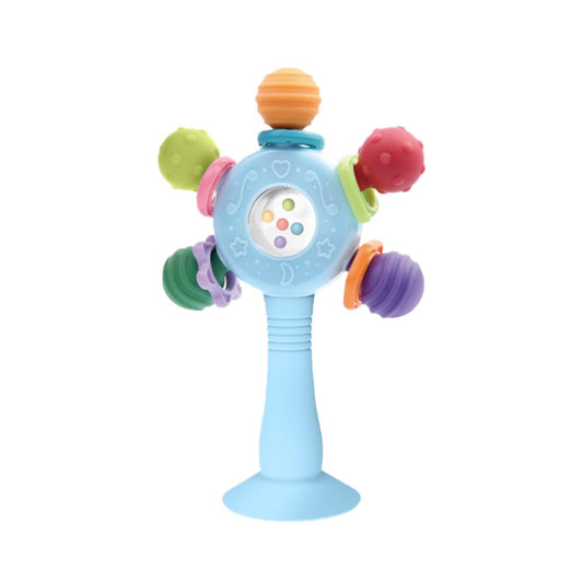Baby Teether Toys for Babies 0 3 6 9 12 18 Months,Baby Rattle Toys,Baby Sensory Toy for 0-6 6-12 Months, Montessori Early Education,Manhattan Ball,Grasp Training Toy,Suction Cup Toys(Blue)