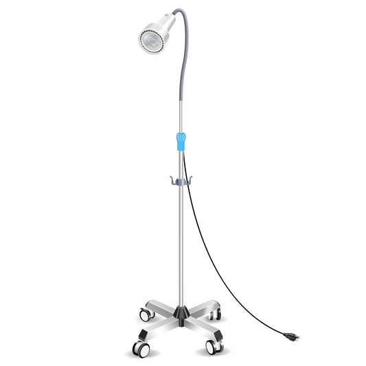 GSOIGSDKF 28W LED Surgical Light Medical Exam Lamp 360° Adjustable Retractable & Stainless Steel Base, Mobile Dental-Oral/Gynaecology Cold Light Exam for ENT, Surgery, Clinical Examinations