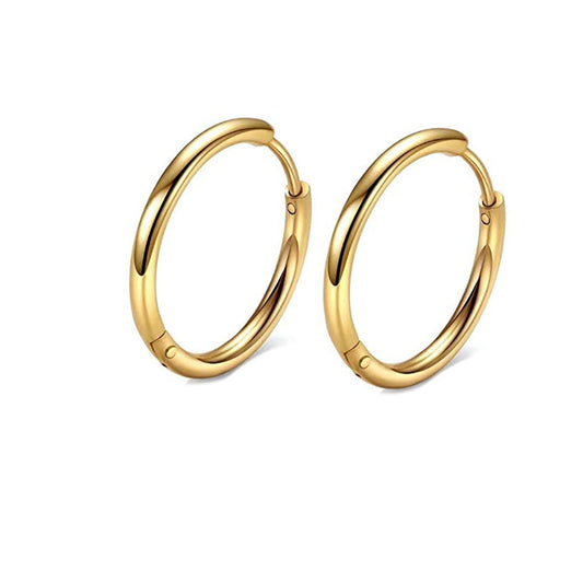 316L Surgical Stainless Steel Huggie Hoop Earrings 6mm Gold Hypoallergenic Earrings Hoop Cartilage Helix Lobes Hinged Sleeper Earrings For Men Women(A08:6mm Gold(THK 1.5mm))