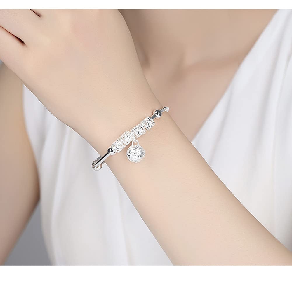 Sterling Silver Bracelets For Women 925 Sterling Silver Beads Bangle Bracelet Transfer Lucky Cuff Bracelet Adjustable Fashion Women Jewelry