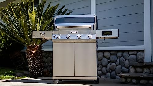 Monument Grills 4+1 Liquid Propane Gas Smart BBQ Grill, 4 Burners & 1 Side Burner, Denali 405 Stainless Steel with Smart technology, Knob Controls, Outdoor Use
