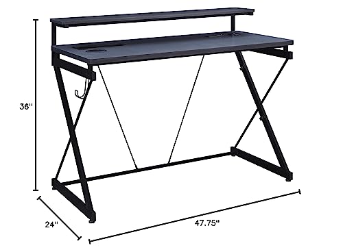 OSP Home Furnishings Emulator Battlestation Gaming Desk with RGB LED Lights, Black