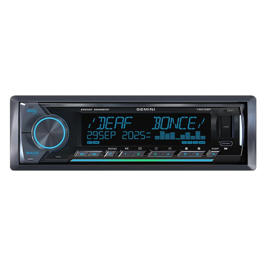 Deaf Bonce Gemini 760DSP | 4x25W Car Stereo Receiver | 8 RCA Outputs | Built-in DSP | Bluetooth 5.3 | Hi-Res Audio Support | USB | FLAC/WAV/MP3 | RGB Illumination