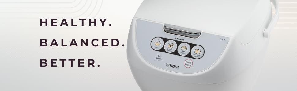 Tiger JBV-A18U-W 10-Cup (Uncooked) Micom Rice Cooker with Food Steamer & Slow Cooker, White