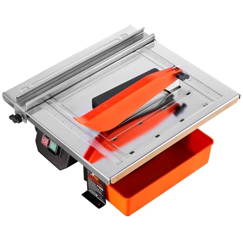 VEVOR 7-inch 65Mn Steel Blade, Wet Tile Saw, 3500 RPM Induction Motor, Tile Cutter Wet Saw with Water Reservoir, 0-45 Degrees Miter Angle for Cutting Tiles and Stones, for DIY Enthusiasts