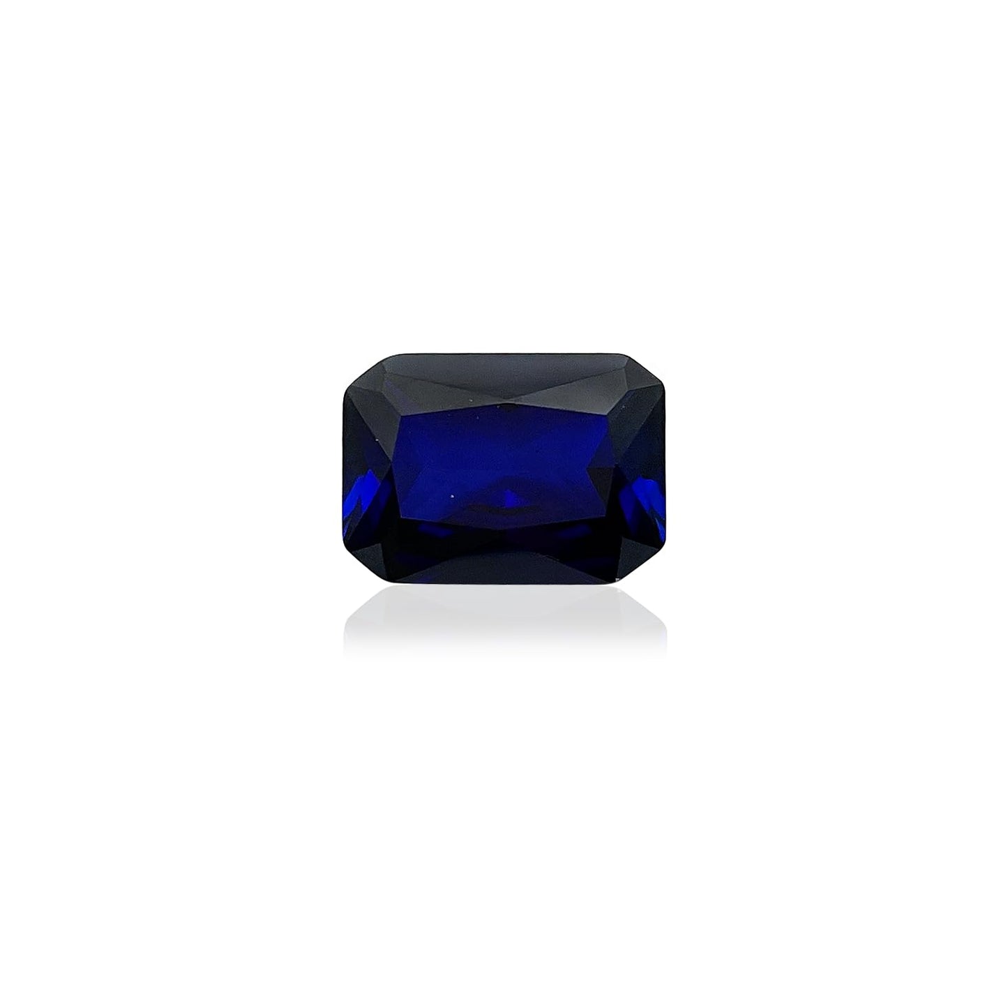 Gryrigns Royal Blue Loose Synthetic Sapphire Stone Radiant Cut Created Corundum Gemstone Faceted VVS Grade (2.9cts, 9x7mm, 1Pcs)