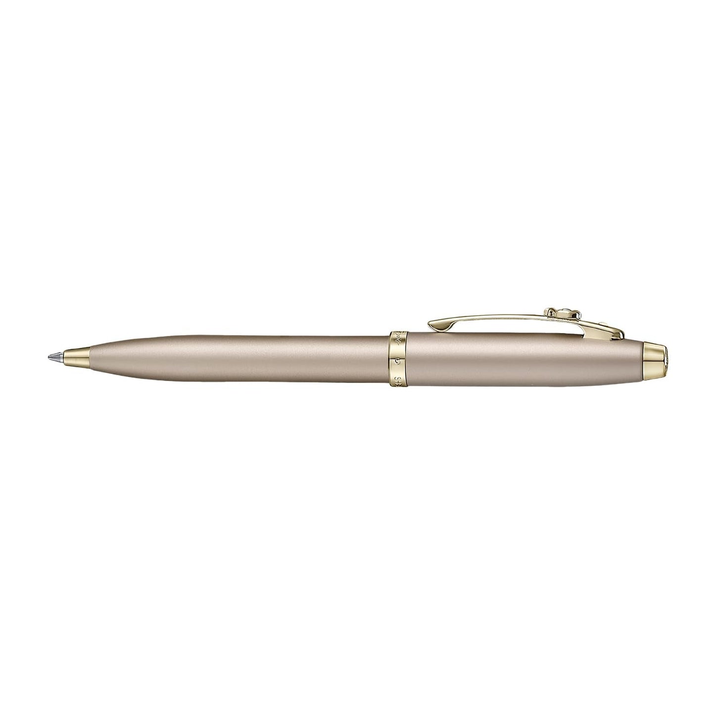 Sheaffer 100 Emily in Paris 9377 Collection, Champagne Gold Pen with PVD Gold Trims, Bow-Shaped Clip (Ballpoint Pen and Full-Grain Credit Card Holder - RFID protection with 4 card slots)