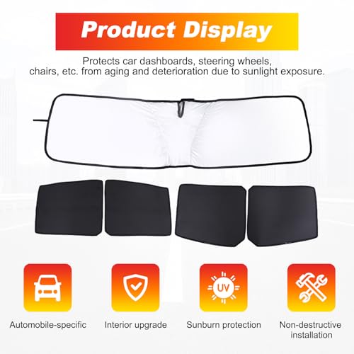 for Hummer EV Accessories Set of 4 Roof Sunshades Won't Sag and 1 Front Windshield Sunshade Compatible with 2024 2025+ Hummer EV SUV Pickup Sun Shade Heat Insulation Film UV Blocking(Foldable)