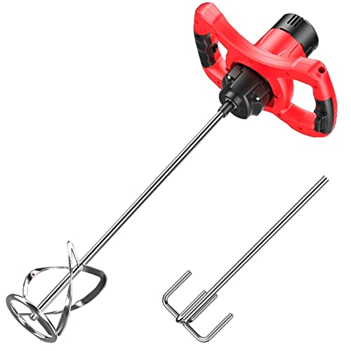 KJZQLMZ Concrete Mixer Handheld Mortar Mixer 3980W with 6 Speed Adjustment and Stainless Steel Paddle
