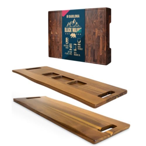 Walnut Cutting Board and Charcuterie Boards with Handles - Babilonia Premium Wood Cutting Boards for Kitchen and Acacia Wooden Charcuterie Board Large