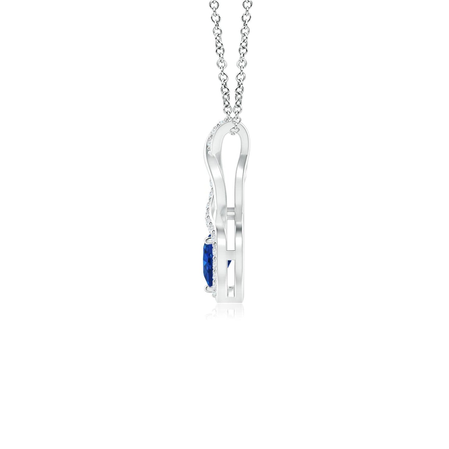 Angara Natural Blue Sapphire Pendant for Women | Heart-Shaped Blue Sapphire Infinity Pendant with Diamond Accents in White Gold | September Birthday, Anniversary, Gemstone Jewelry Gift | AAA | 4mm