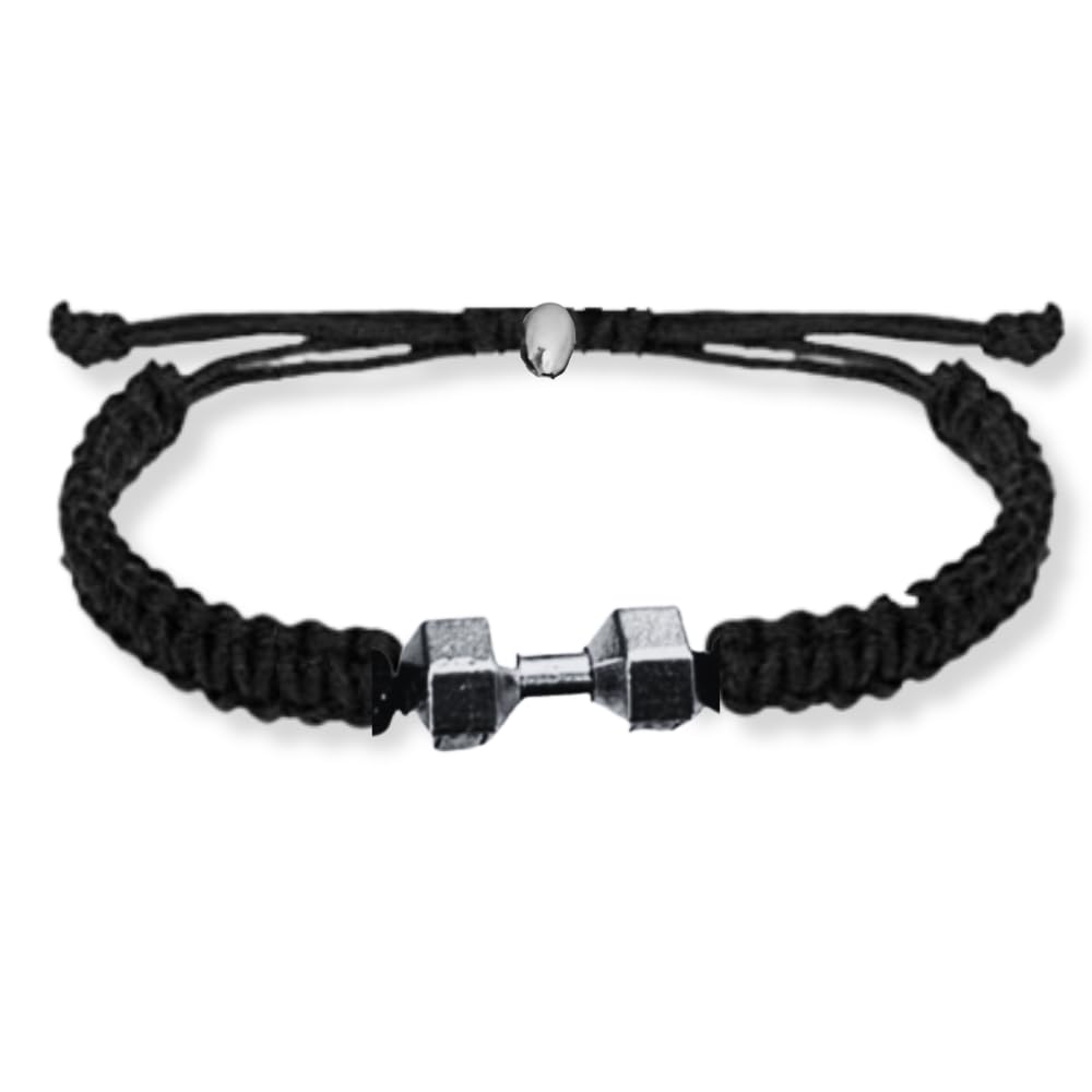 Sportybella Fitness Bracelet, Motivational Dumbbell Charm Adjustable Bracelet for Men & Women, Exercises Weightlifting, Sports Fitness, Personal Trainer Gift