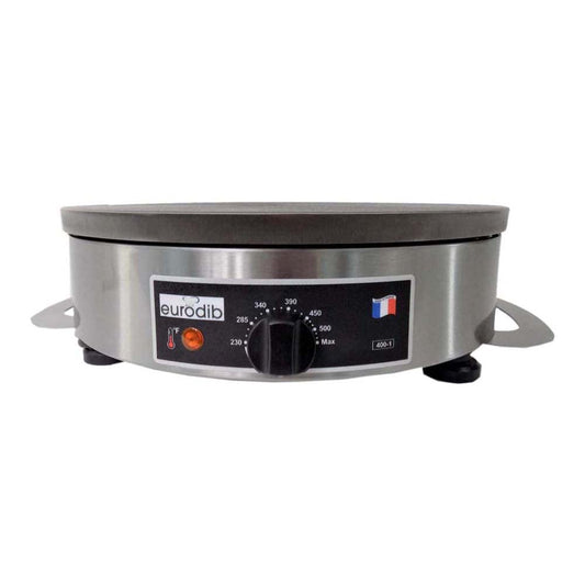 Eurodib CEBIR4110 Krampouz Crepe Maker, Electric, 15-3/4" (40 cm), cast Iron Griddle, Thermostatic Control, Heating Indicator Light, 122° - 572°F (50° - 300°C)