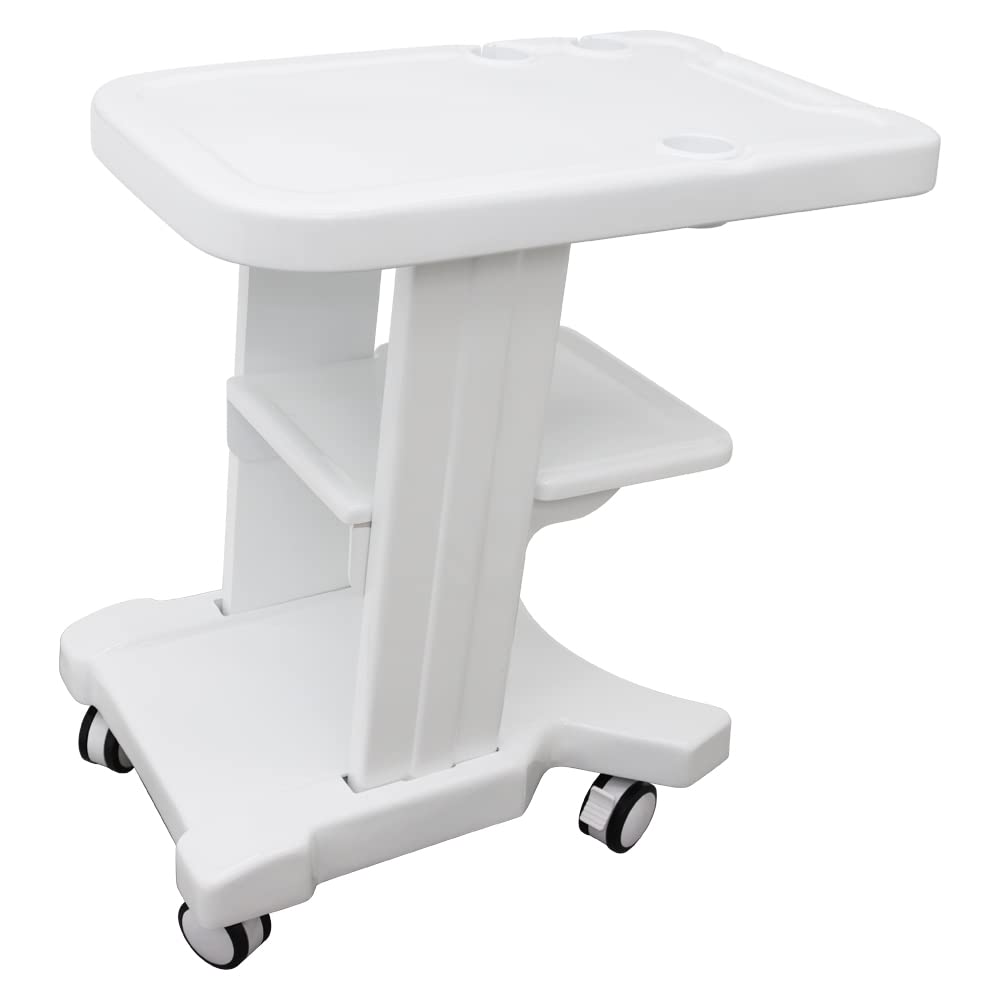 INTSUPERMAI Mobile Trolley for ultrasonic Imaging Scanner System Portable Ultrasound cart White 3 Layers with 2 Brake Wheels,4 Wheels 3 Holes