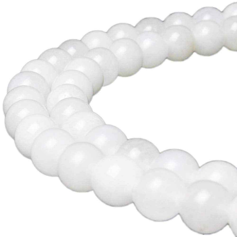 MJDCB Beads for Energy Bracelets Yoga Bracelet DIY Bracelet Natural Stone Beads White Jade 45 Pieces, 8mm