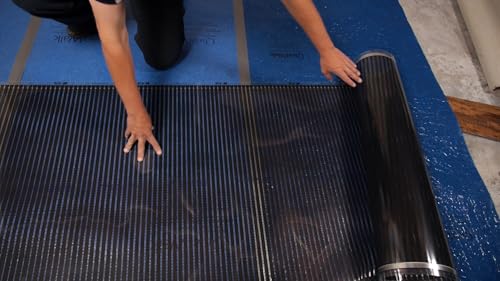 QuietWarmth Float QWARMKITFF Radiant Floor Heating Starter Kit Mat w/Programmable Thermostat for Laminate, Wood, Luxury Vinyl Floating Flooring- Cuttable Mat Size 3’x10' 120Volt (Covers 30sf)