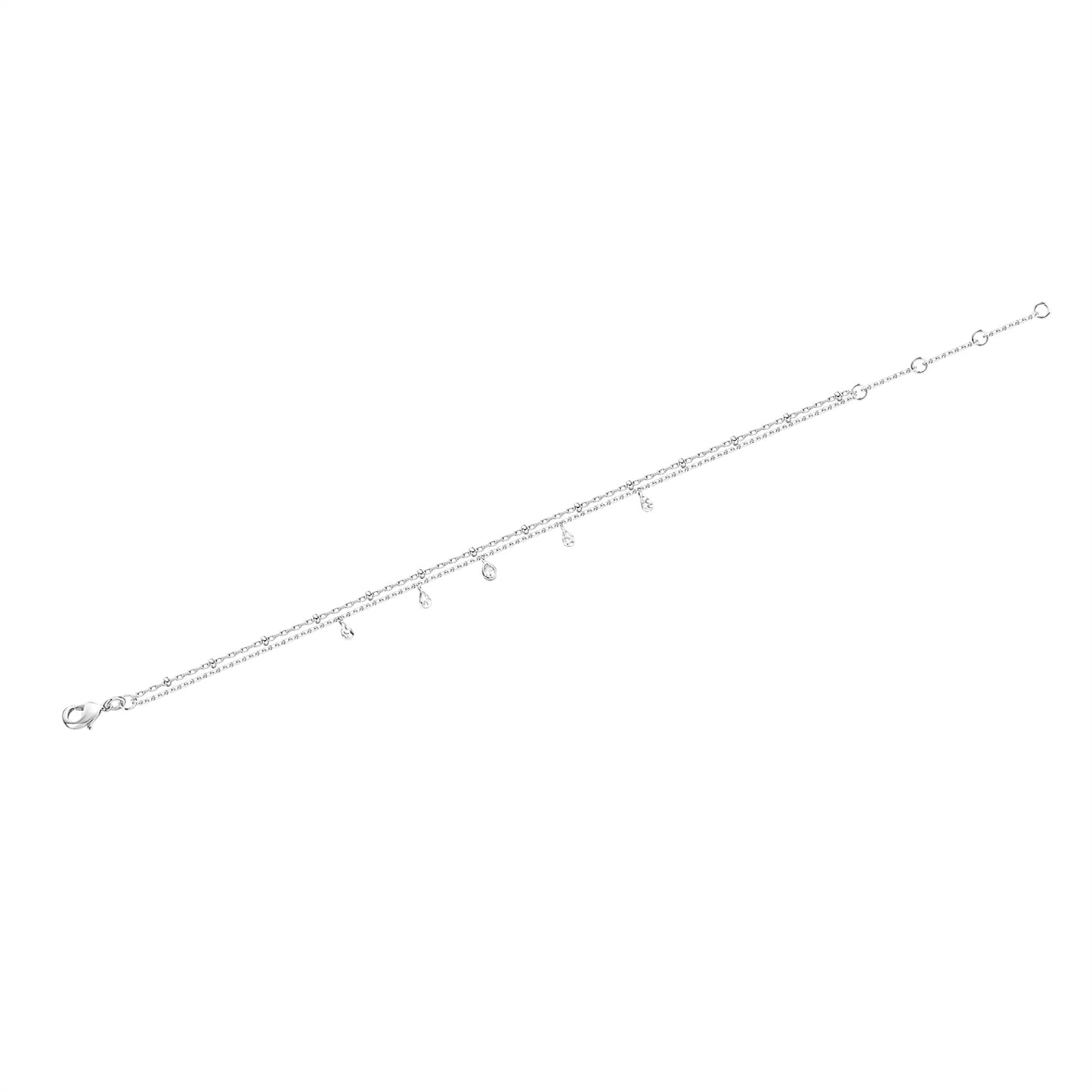 PAVOI Rhodium Plated Layering Double Chain Bracelets for Women - Cubic Zirconia Stacking Double Wrap Chain Bracelet - Cute Best Friends Jewelry