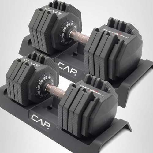 CAP Barbell 55 lb Pair of Adjustable Dumbbells with Full Rotation Copper Handle