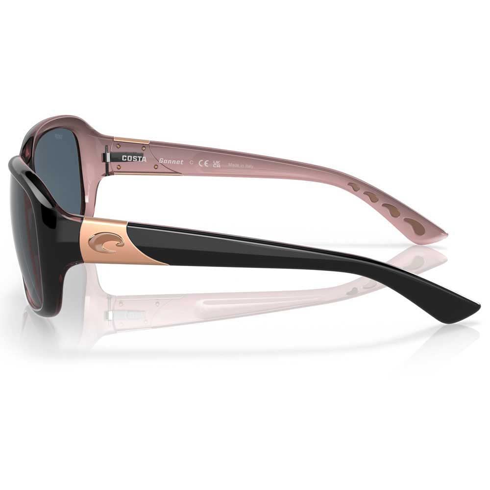 Costa Woman Sunglasses Shiny Black/Hibiscus Frame, Gray Lenses, 58MM