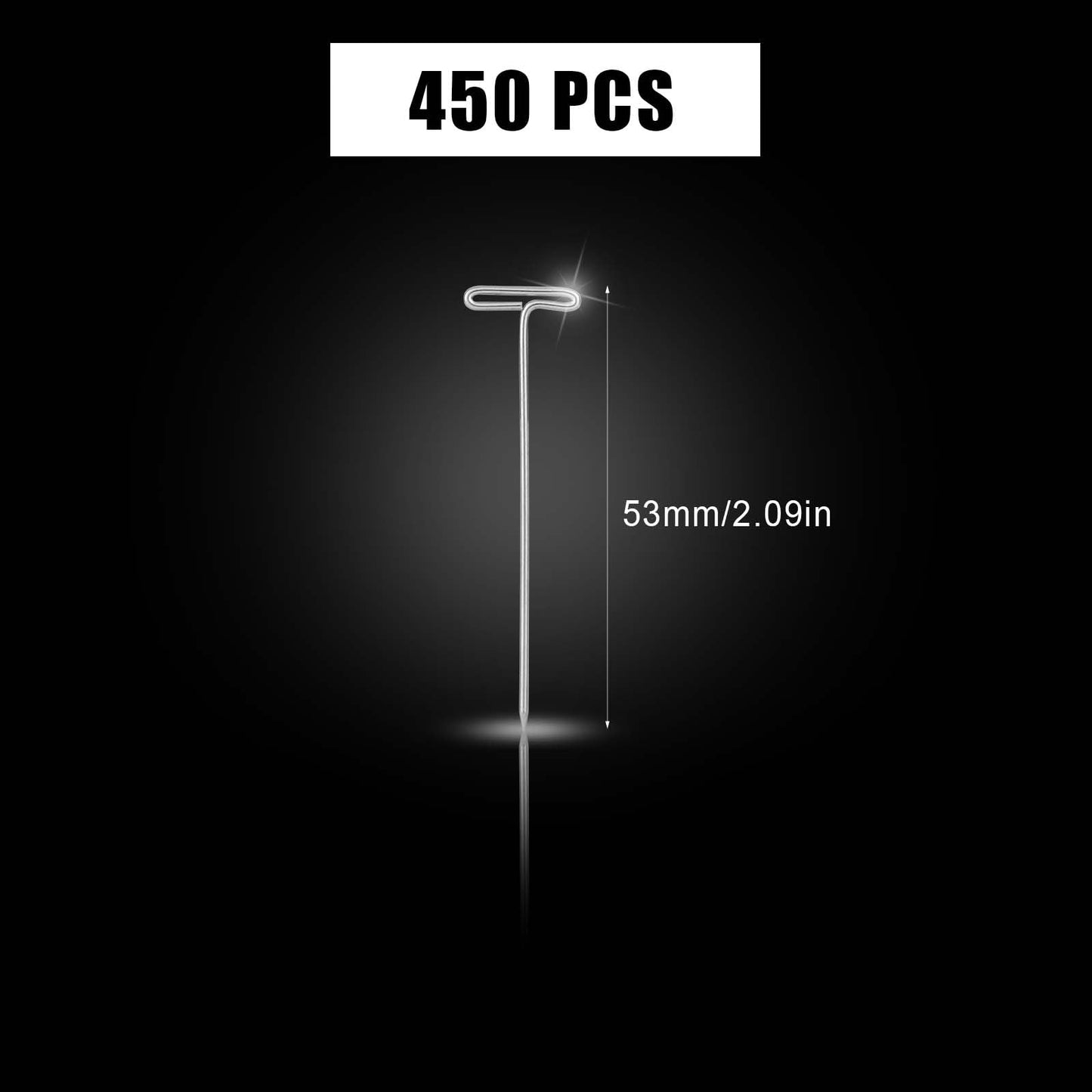 450pcs Wig Pins, 53mm/2.09in Silver Metal T Shaped Sewing Needles Practical Supplies for Wig Sewing Jewelry Making Hanging Picture