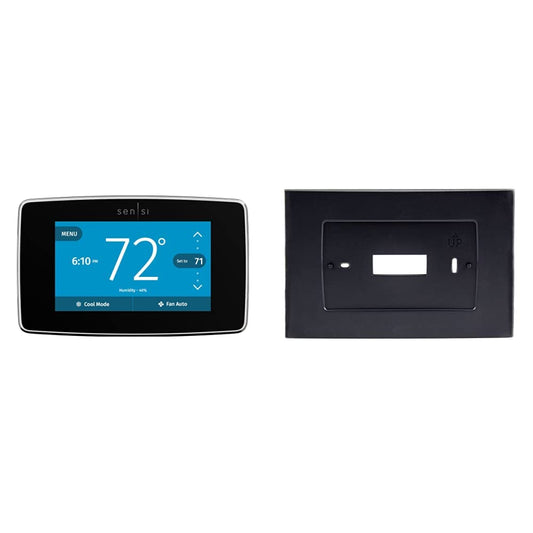 Sensi Touch Smart Thermostat by Emerson with Touchscreen Color Display, Programmable, Wi-Fi, Mobile App, Easy DIY, Data Privacy, Works Alexa, Energy Star Certified, ST75 (Black), C-Wire Required + Emerson Wall Plate SA5B for Sensi Touch Wi-Fi Thermostat,