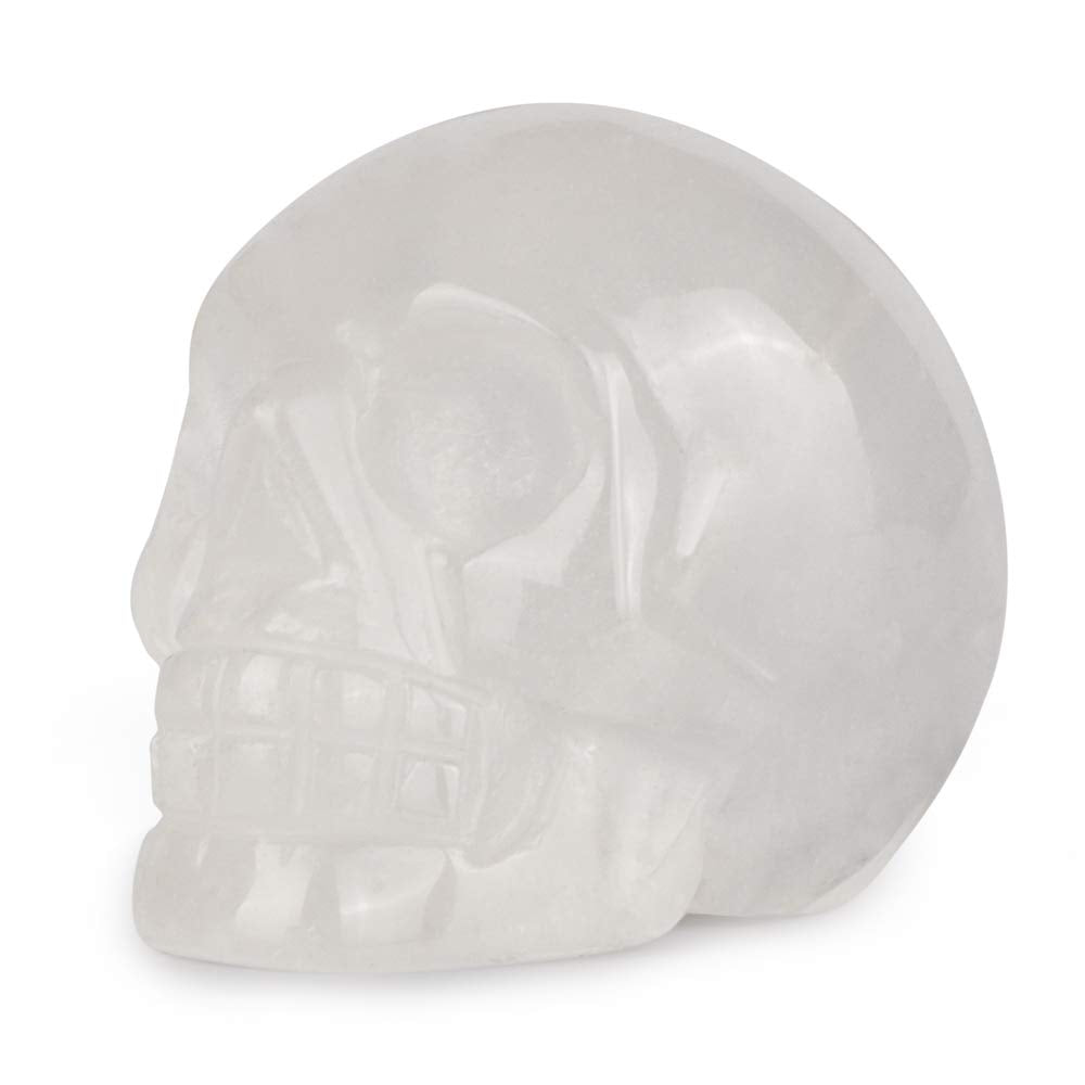 Artistone 2.0" Clear Quartz Crystal Skull Head Decor Statue Healing Stones,Hand Carved Gemstone Skull Figurine Stone for Halloween Carnival Party,Personality Bar,Home,Office