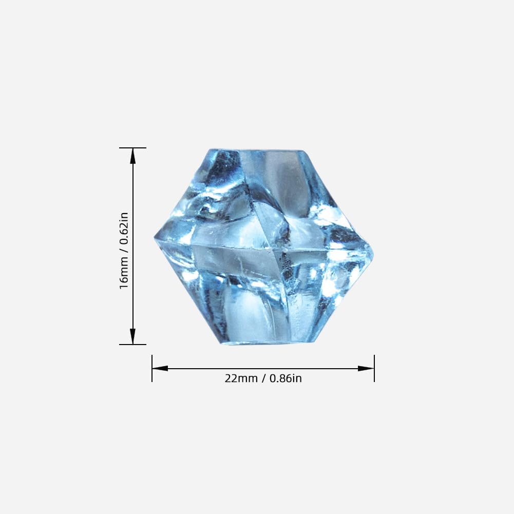 FLJHAYDMJ 250 PCS Blue Fake Ice,0.62x0.86 Inch,1.1 lbs Acrylic Crystal Gemstones for Decoration, Photography, Vase Filling, and Parties,Non-Toxic and Reusable