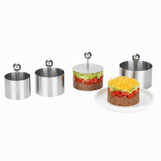3pcs Sushi Mold with Pressers, Food Circle Cookie Cutter Ring, Stainless Steel Kitchen Utensil for Shaping Dessert Jelly Pastry Rice Balls Pastry 3.14 In
