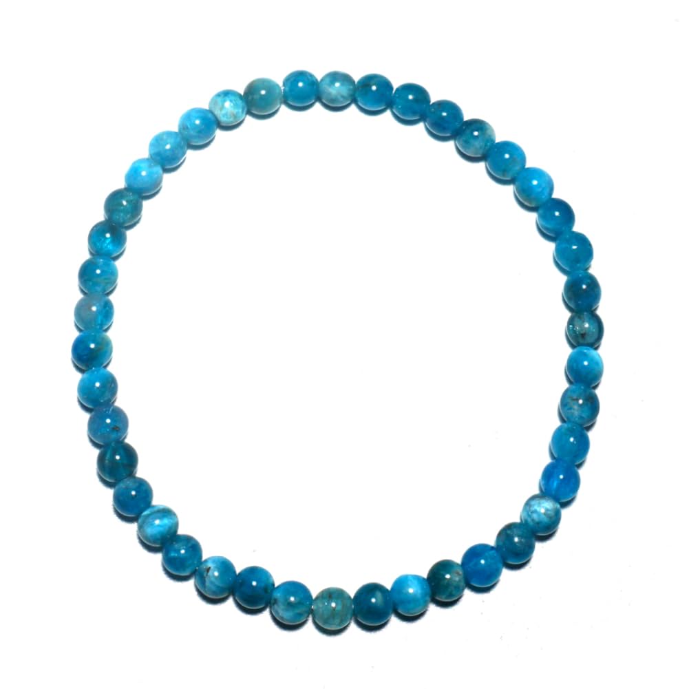 4MM Blue Apatite Bracelet for Unisex | Natural Third Eye & Throat Chakra Crystal Stone for Future, Feng Shui, Meditation, Divination, Amulets | Anxiety Stress Relief | fits for small wrist size