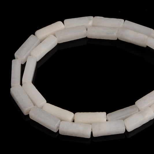 4x13mm Natural Stone White Jasper Rectangular Column Tube Cylinder Spacer Loose Beads Gemstone for DIY Bracelets Necklace Jewelry Making Strand 15 Inch (28-30pcs)